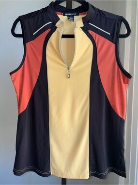 DKNY Golf Sleeveless Performance Polo Women’s Medium Colourblock Top Pickleball